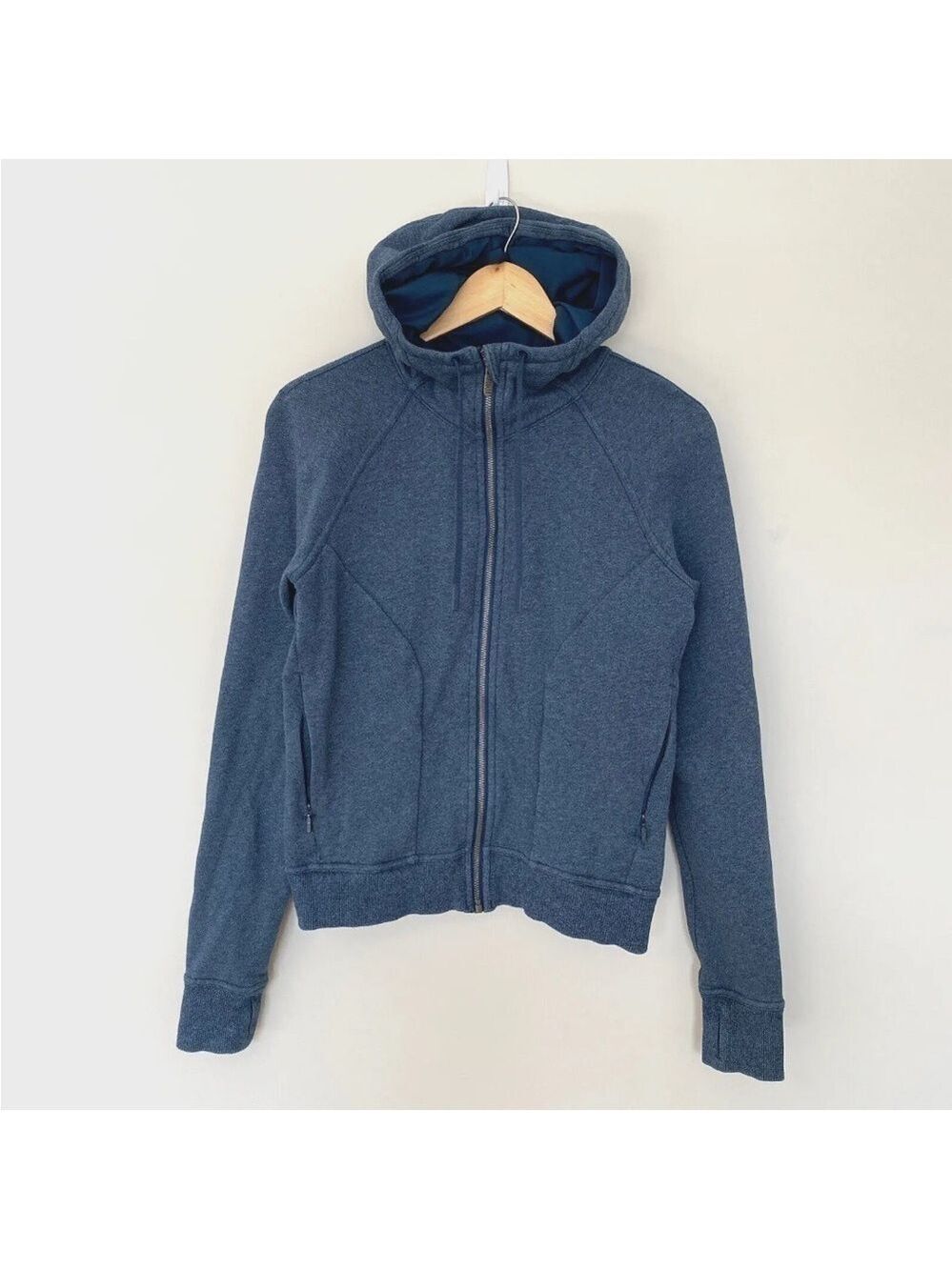 Lululemon Huddle & Hustle Hoodie Heathered Blue Sz 6 Full Zip Sweatshirt - Picture 3 of 12